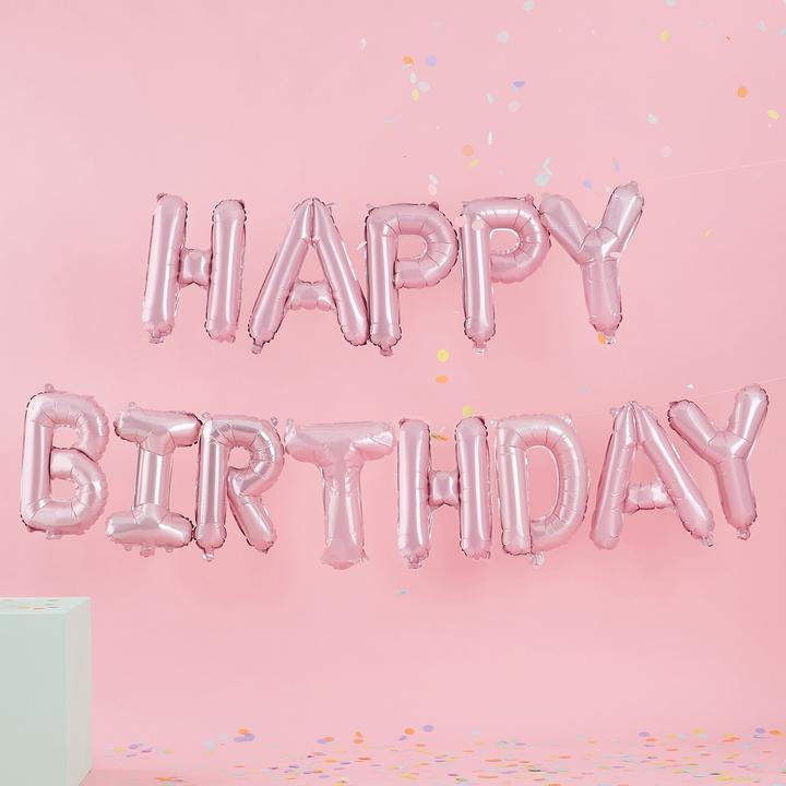 Immagine prodotto Ginger Ray Ghirlanda di palloncini "Happy Birthday" rosa pastello