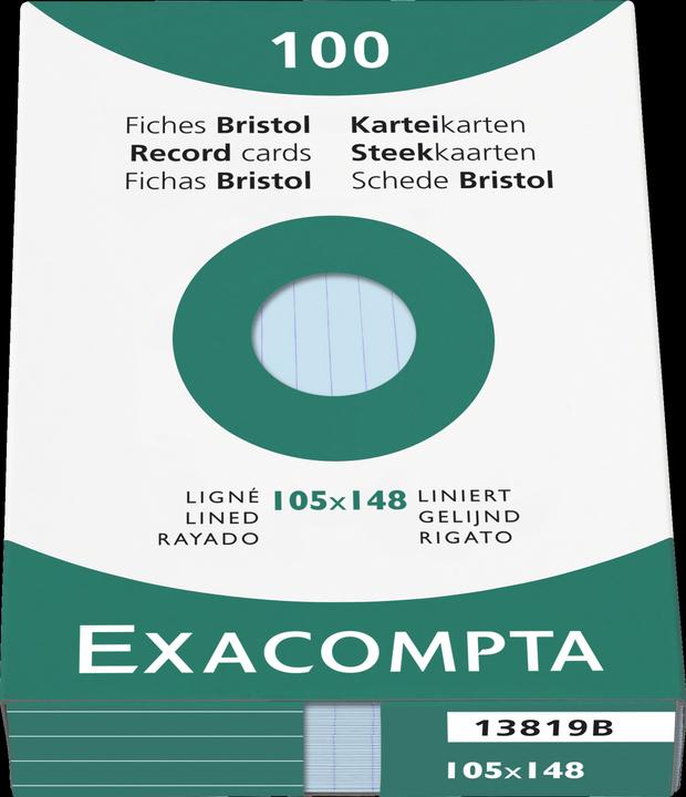 Actual product image Exacompta Index cards lined blue, 100 (A6, 205 g/m², 100 x)