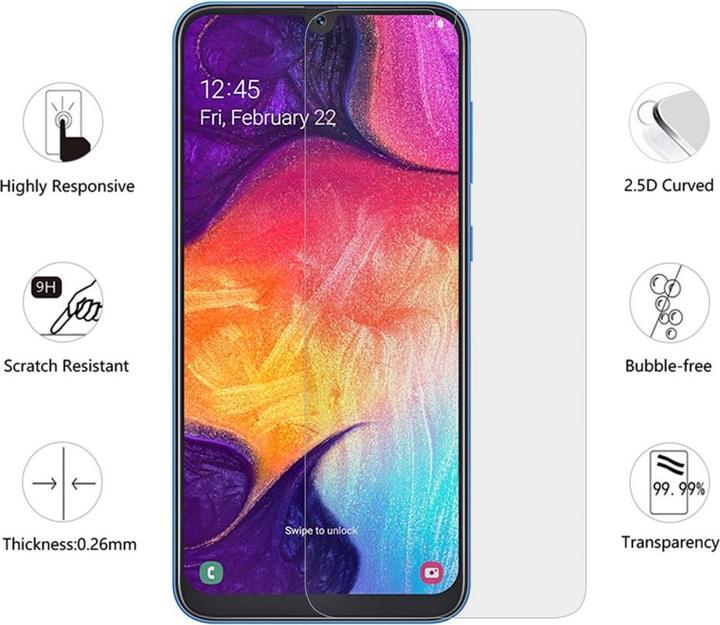 Produktbild Screenguard Samsung Galaxy A50 Panzerglas Schutzfolie Case Friendly Design (Samsung Galaxy A50)