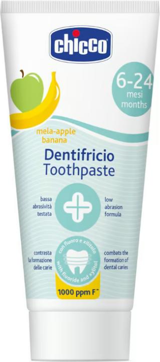 Chicco Dentifricio fruttato al gusto di mela/banana, CON fluoruro 1000ppm, 50ml - 6-24m (50 ml)