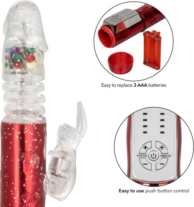 Actual product image CalExotics Naughty Bits® Cumball Machine™ Thrusting Jack Rabbit® Vibrator