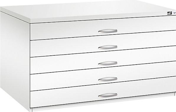 Immagine prodotto C+P Archivio per disegni, UNI A0, 5 cassetti, altezza 760 mm, bianco traffico.
