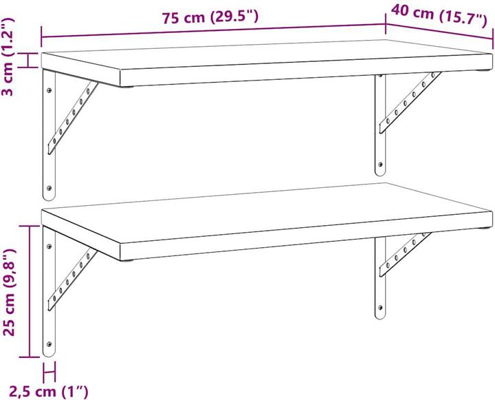 Immagine prodotto VidaXL Mensole a muro (40 x 2,5 x 3 cm)