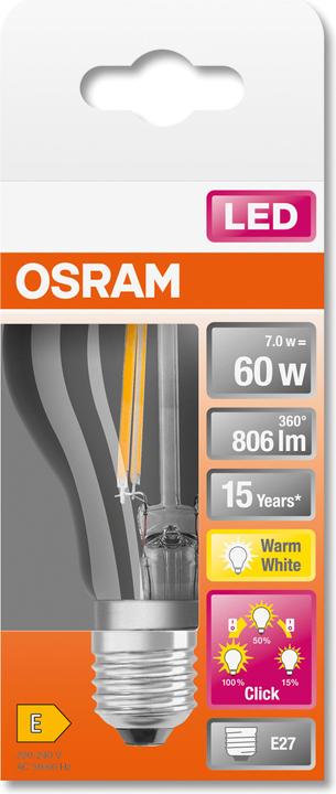 Actual product image Osram Led Three Step Dim Classic A (E27, 6.50 W, 806 lm, 1 x, E)