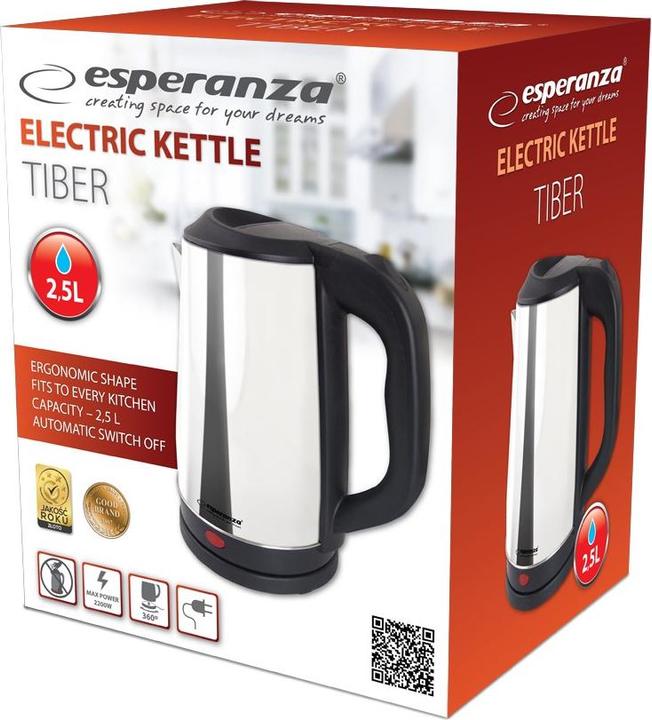 Produktbild Esperanza TIBER Wasserkocher 2,5 L 2200 W, Silber (2.50 l)