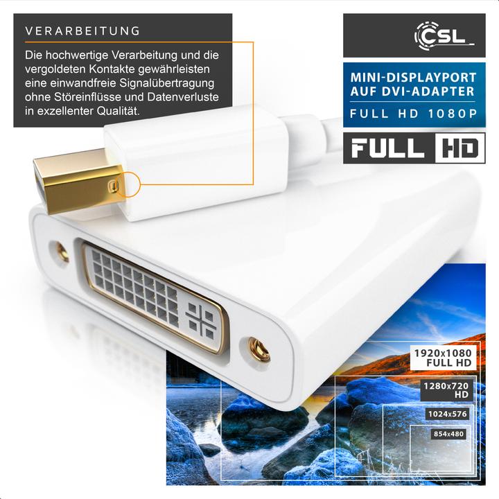 Immagine prodotto CSL Cavo adattatore da Mini DisplayPort a DVI (DVI, 11 cm)