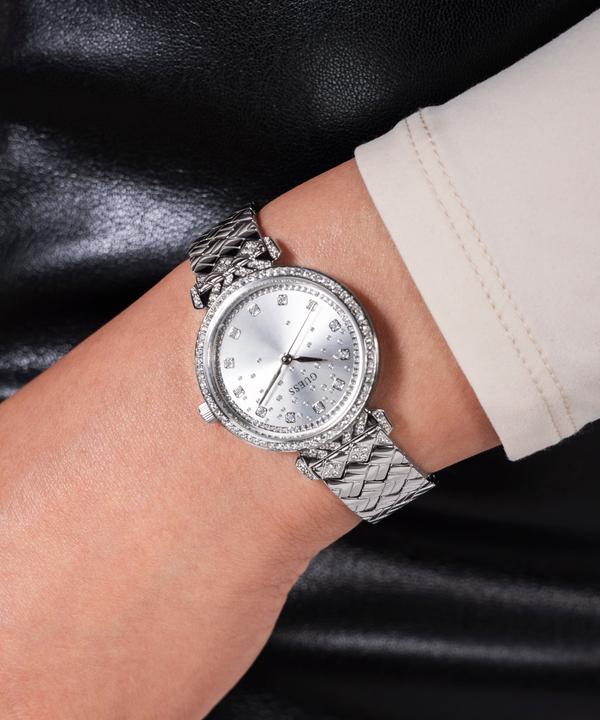 Produktbild Guess P SLV CS W/ CRYS / SUN SLV GLITZ DL / P SLV BRCT W/ CRYS Armbanduhr (Uhr mit Schmuckstein, 32 mm)
