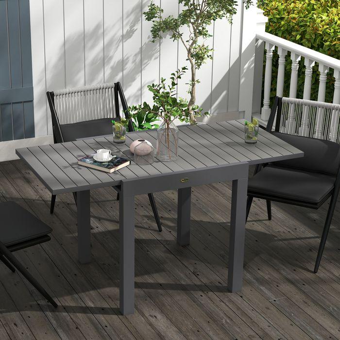 Immagine prodotto Swisshandel24 Tavolo da giardino Tavolo da pranzo per 6 persone Allungabile fino a 70 di portata Alluminio Grigio (81 cm)
