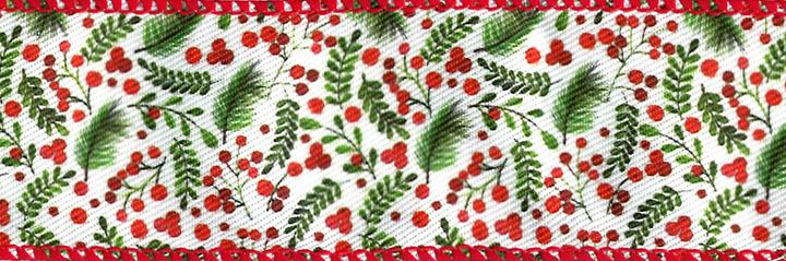 Actual product image Hotex Taffeta ribbon "Twigs", with wire edge, 40 mm, roll à 2 m