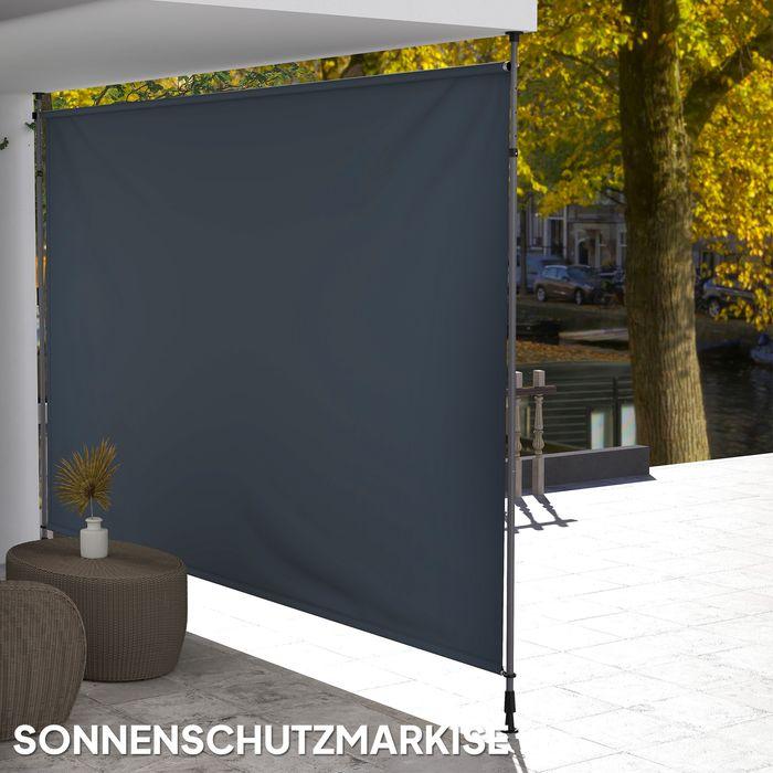 Produktbild Swisshandel24 Klemmmarkise mit Handkurbel höhenverstellbar inkl. Wandhalterung 400 cm, Dunkelgrau (4 m)