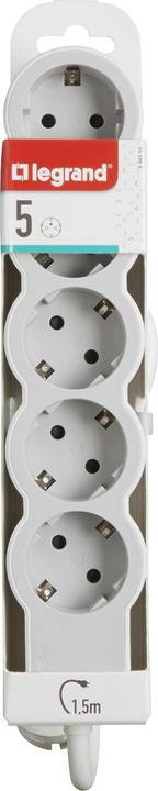 Actual product image Legrand Flat socket strip 5x socket, 1.5 metre cable white-grey 694555 (5 x, CEE, CEE 7/3, 1.50 m)