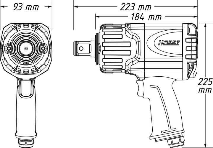 Actual product image HAZET Twin Turbo impact wrench, high performance double hammer impact mechanism, 9014TT (Without external power source)