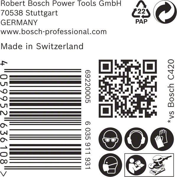 Immagine prodotto Bosch Professional Zubehör 2608901660 Carta abrasiva per levigatrice orbitale grana 40 L x L 133 mm 80 50 (G40)