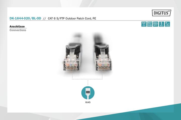 Actual product image Digitus CAT 6 S/FTP outdoor patch cord, PE (S/FTP, CAT6, 2 m)