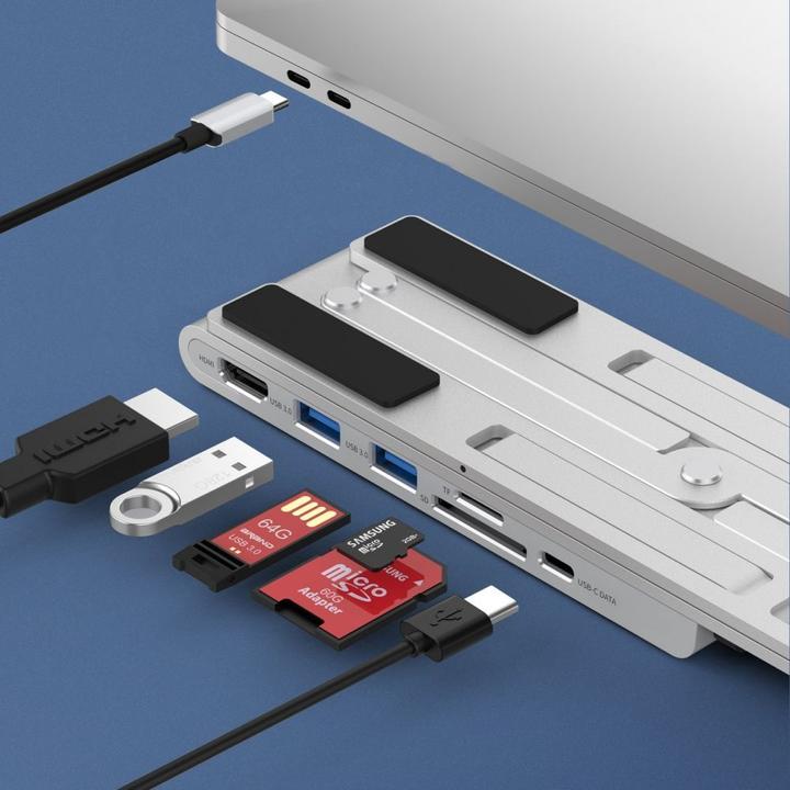 Produktbild Choetech stand multifunctional station for laptop PD / USB-C HDMI (4K / 30Hz) / 2xUSB-A / 1xUSB-C / (USB-C, 7 Ports)