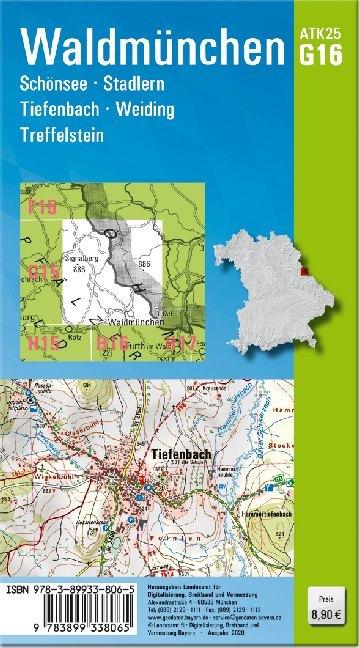 Actual product image Official topographic map of Bavaria G16 Waldmünchen