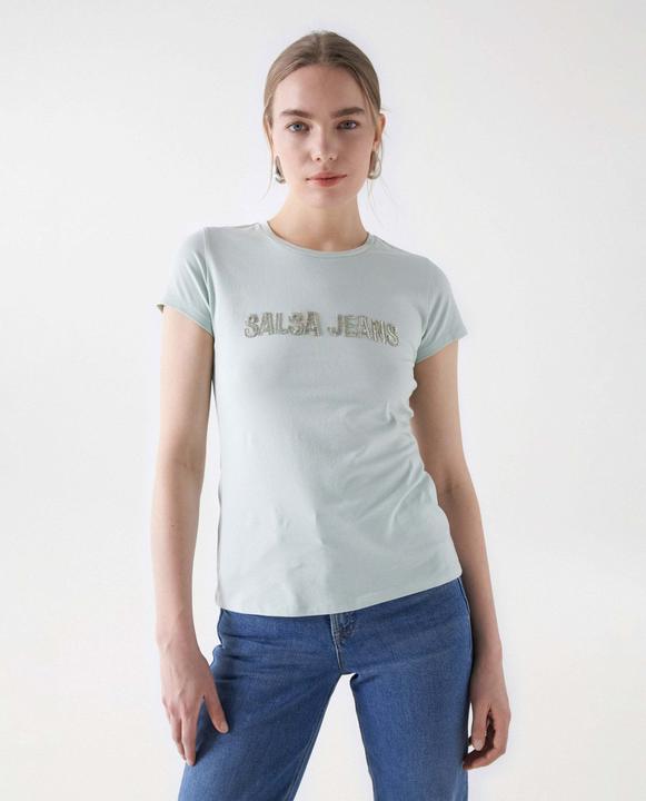 Salsa Jeans T-Shirt Beads Detail Branding T-Shirt (XS)