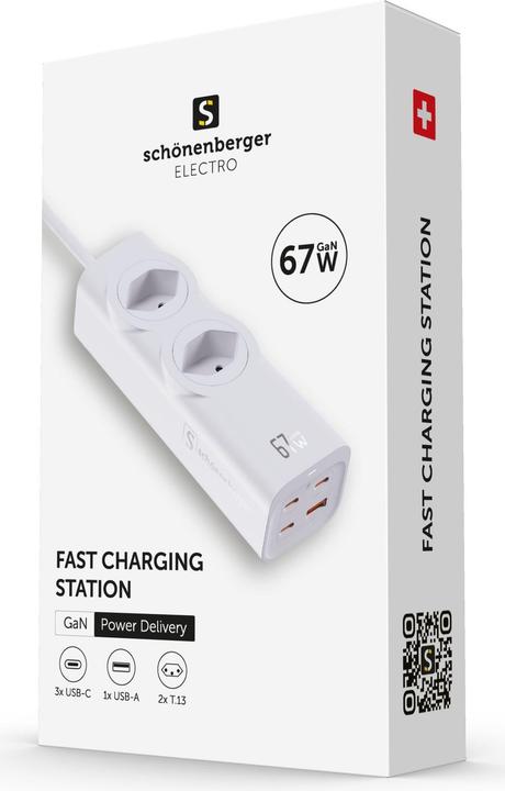 Produktbild Schönenberger Fast Charging Station (2 x, Typ 13, USB-C, USB-A, 2 m)