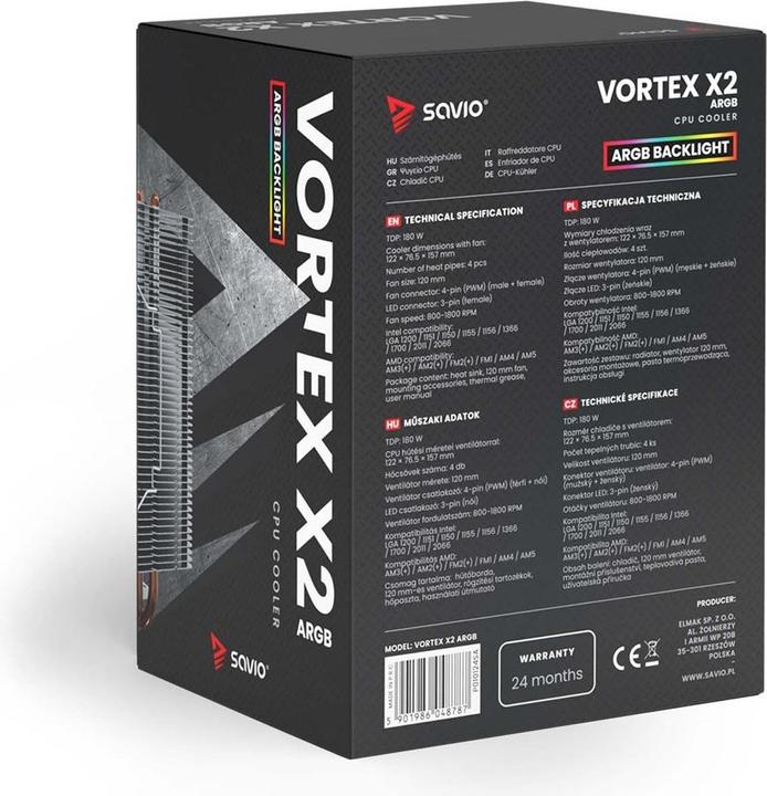 Actual product image Savio Savgcovortexx2argb