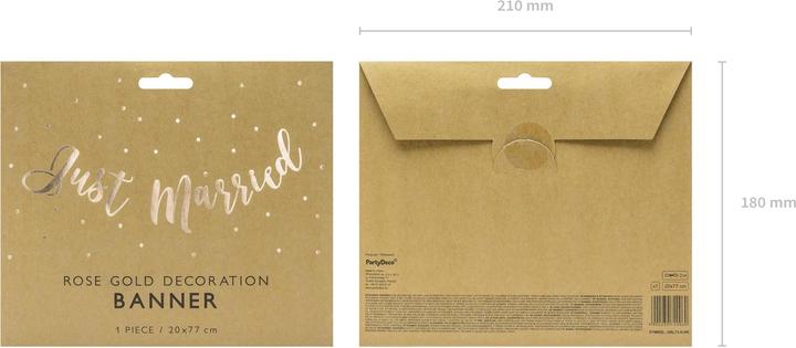 Produktbild Partydeco Girlande Just Married 20 x 77 cm, Rosegold