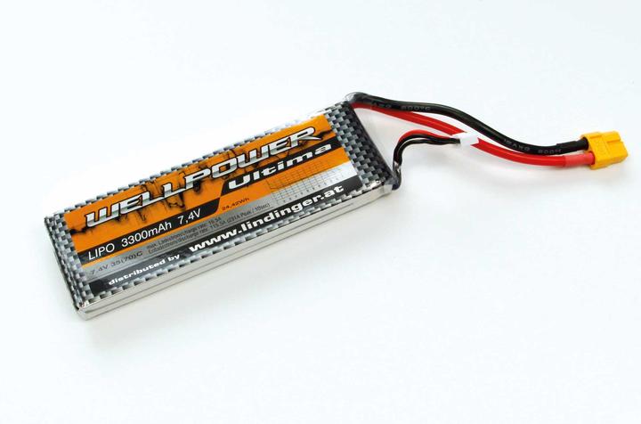 Produktbild Wellpower lipo akku ultima 3300 mah / 7,4 volt 2s 35/70c ch5/8 xt-60 (7.40 V, 3300 mAh)