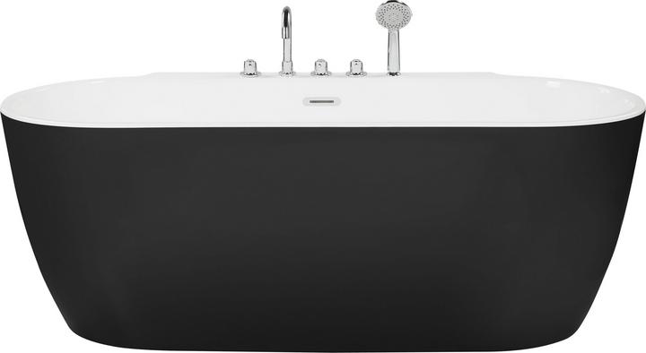 Produktbild Beliani Badewanne freistehend schwarz mit Armatur oval 170 x 80 cm ROTSO (286 l, 170 cm)