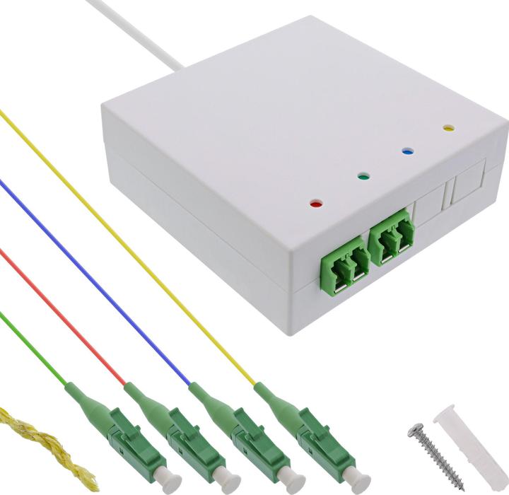 InLine FTTH connection box pre-assembled 4x LC/APC 9/125µm 20m (CAT6, 20 m)