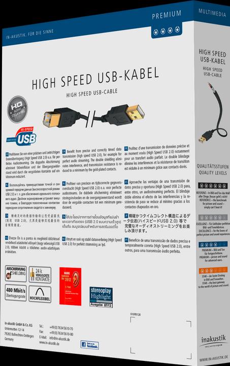 Produktbild Inakustik Premium High Speed USB (2 m, USB 2.0)