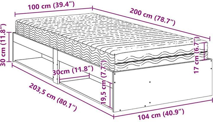 Image du produit VidaXL Lit de jour avec matelas 100x200 cm en pin massif Canapé-lit (100 x 200 cm)