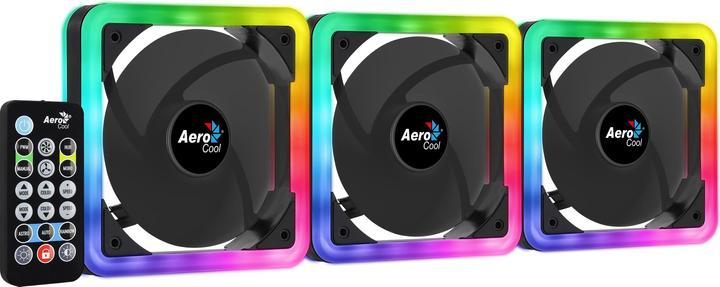 Actual product image AeroCool Edge 14 Pro fan, RGB, 3-pack incl. controller (140 mm, 3 x)