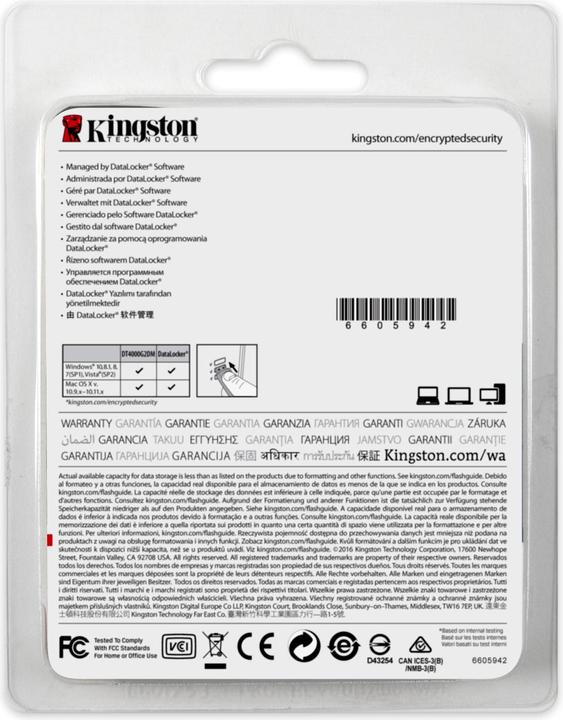 Produktbild Kingston 64GB USB3.0 DT4000 G2 256 AES FIPS 140-2 Level 3 Management Ready (64 GB, USB-A, USB 3.0)