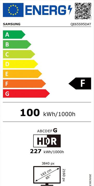 Label énergétique Samsung QE65S95D (65", S95D, OLED, 4K, 2024)
