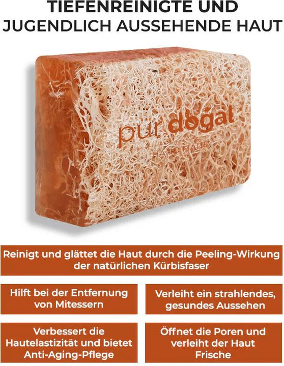 Actual product image Pür Doğal 100% Natürliche Kürbisfaser Seife mit Argan Öl 130gr