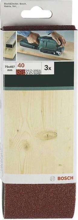 Actual product image Bosch Zubehör DIY Sanding Belt 75x533mm K80 Wood Set of 3 (80)