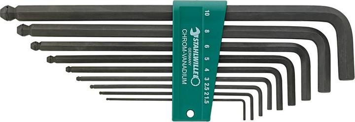Actual product image Stahlwille Ballpoint offset screwdriver set 10767H/9, 9 pieces, 1.5-10 mm
