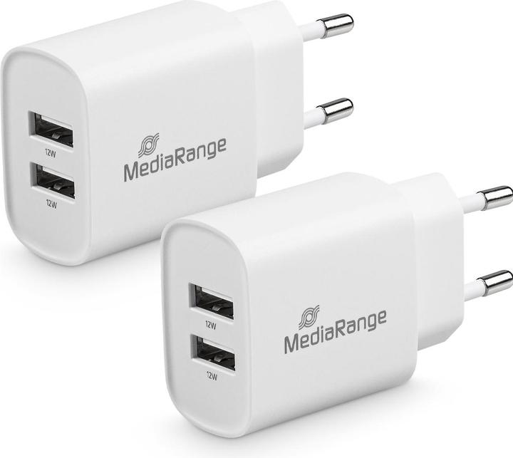 Actual product image MediaRange Set of 2 USB power supply units with 2 USB-A ports (12 W)