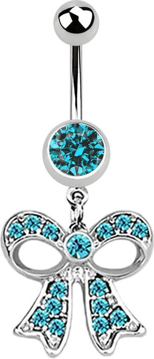 Actual product image Star Piercing Banana silver with aqua mesh pendant (Surgical steel 316L, without brass)