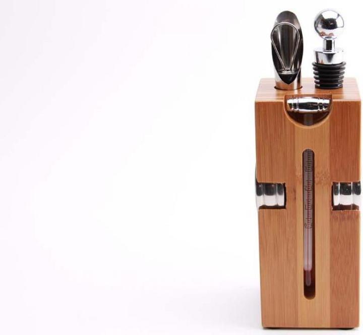 Produktbild TOP Wein Geschenkset (Weinausgiesser, Tropfring, Weinthermometer, Weinverschluss)