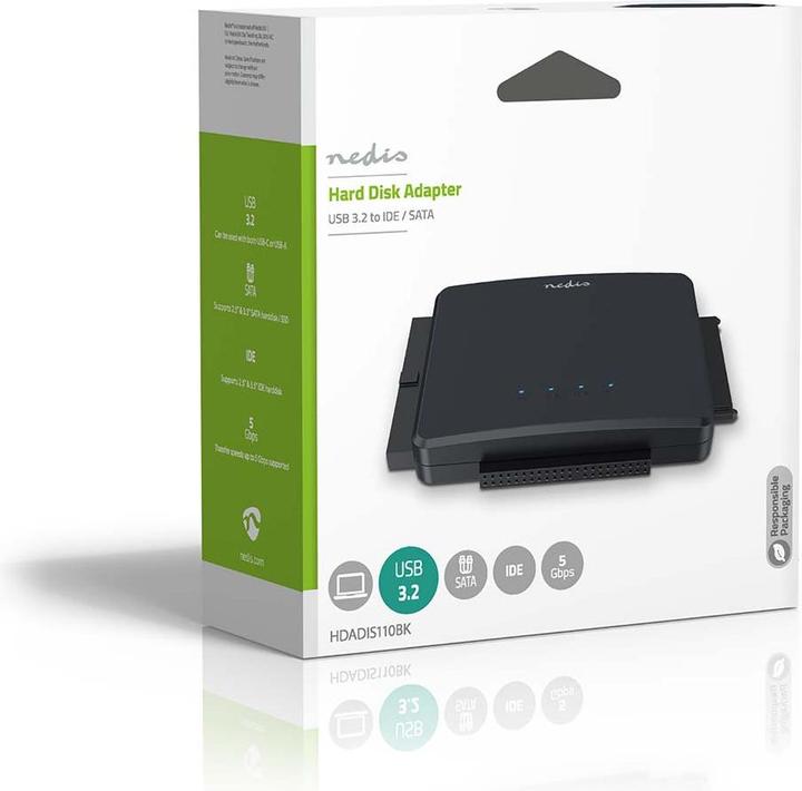 Produktbild Nedis Festplatten-Adapter | USB 3.2 Gen1 | 2.5 / 3.5 " | IDE + SATA | Netzstromversorgung