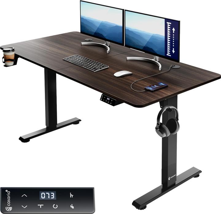 Actual product image Casaria Desk with adjustable height (140 x 60 x 118 cm)