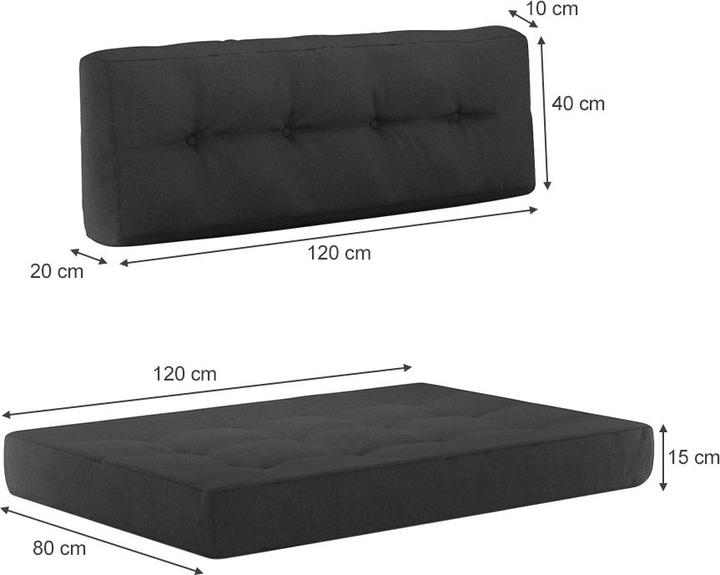 Immagine prodotto Vicco Palettenkissen Set (120 x 80 x 15 cm, 120 x 40 x 20 cm)
