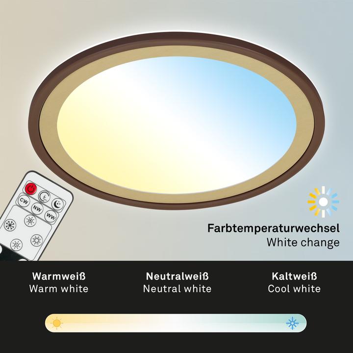 Actual product image Briloner Ultra flat CCT LED panel with LED backlight, brown-gold, 1xLED/22W (3000 lm)