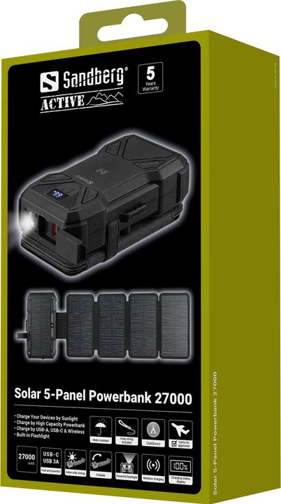 Produktbild Sandberg Solar 5-Panel (27000 mAh, 22.50 W, 99.90 Wh)