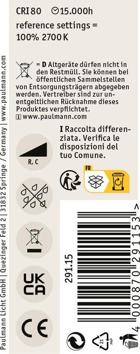 Actual product image Paulmann Classic White (E14, 4.50 W, 470 lm, 1 x, F)