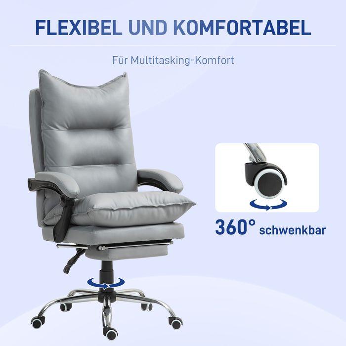 Produktbild Swisshandel24 Bürostuhl mit Liegefunktion, ergonomisch Schreibtischstuhl Drehstuhl Hellgrau