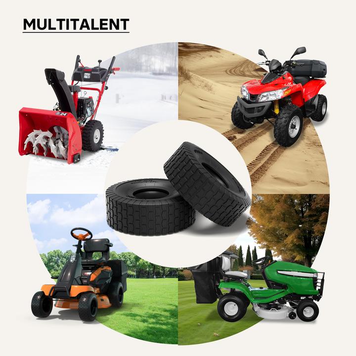Actual product image Wiltec Lawn mower tyre 16x5.00-8 block tread pattern for ride-on mowers hand carts (Lawn tractor, Garden machinery spare parts)