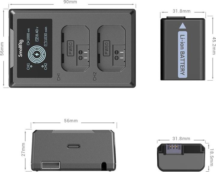 Actual product image SmallRig NP-FW50 Kit 3818 (Rechargeable battery, Charger)