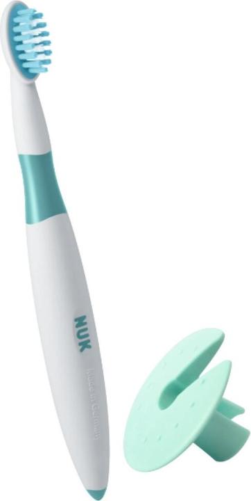 Produktbild NUK Lernzahnbürste, inkl. Schutzring, sichere Pflege der ersten Zähne, BPA-frei, 1 Stück (Weich, 1 x)