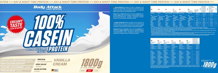 Actual product image Body Attack 100 % Casein Protein (1800g can) (Chocolate, 1 pcs., 1800 g)