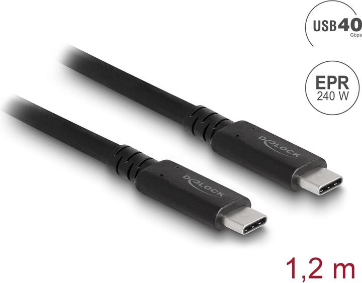 Produktbild Delock USB4 40 Gbps Kabel koaxial 1,2 m USB PD 3.1 Extended Power Range 240 W (1.20 m, USB 4.0)